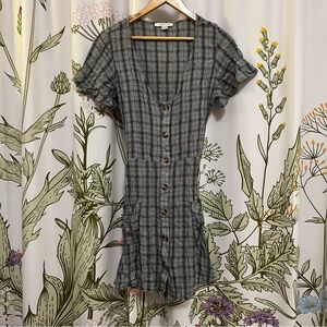 American Eagle Outfitters Grey and Black Plaid Mini Dress